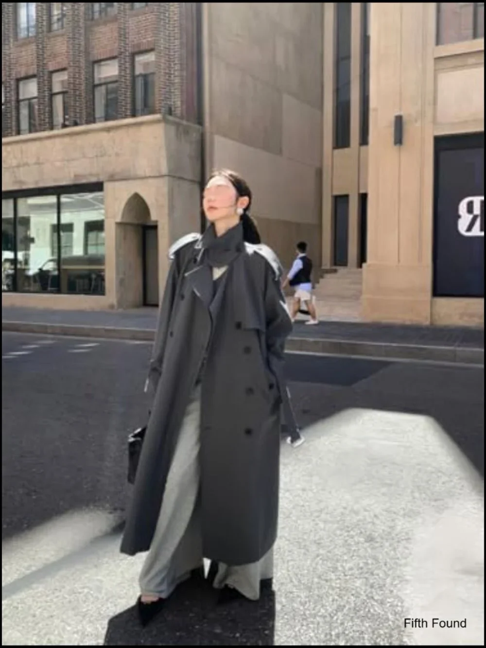 Double Breasted Long Trench Coat Windproof Classic Lapel Overcoat with Belt - Picture 2 of 5